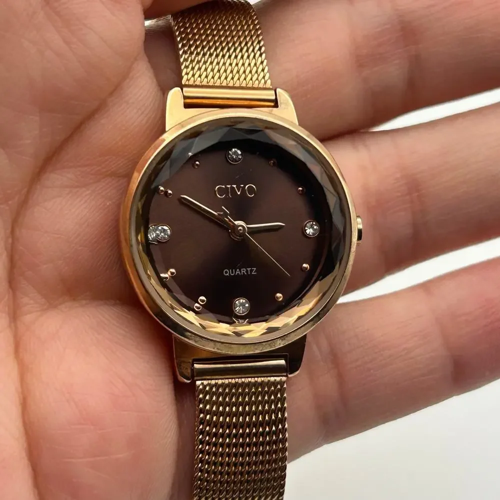 CIVO 8024C Rose Gold Women's Quartz Watch Working New Battery